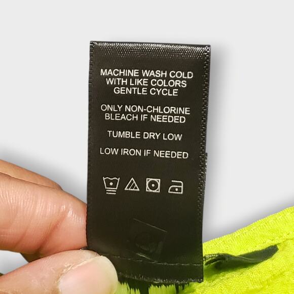 Ali Miles 2X Neon Green Crinkled Button Decor Asymmetric Tunic Top Lagen Artsy - Picture 8 of 12